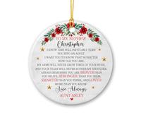 Décoration de Noël en céramique 2025 avec inscription « To My Nephew » - Cadeau de Noël personnalisé de la part de l'oncle et de la tante, cadeau souvenir personnalisé pour neveux