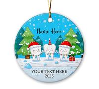 Décoration de Noël en céramique 2025, texte personnalisé nom et année, décoration de Noël pour dentistes dentaires, décoration de Noël, cadeau pour homme, femme, dentiste, orthodontiste