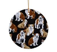 Décoration de Noël en céramique à suspendre avec bouledogues anglais - Célébrez la famille cette décoration de Noël, cadeau pour la famille, les amis