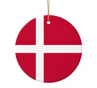 Décoration de Noël en céramique à suspendre avec drapeau danois - Décoration de Noël - Cadeau pour adultes