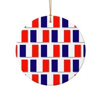Décoration de Noël en céramique à suspendre avec drapeau français - Petits ornements de Noël circulaires - Cadeaux pour adultes