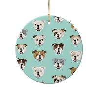 Décoration de Noël en céramique à suspendre avec motif bouledogue anglais amusant - Célébrez la famille cette décoration de Noël, cadeau pour la famille, les amis