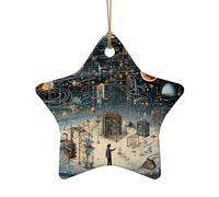 Décoration de Noël en céramique à suspendre en forme de cœur avec impression physique