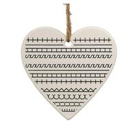 Décoration de Noël en céramique à suspendre en forme de cœur avec message - Art mural décoratif durable en forme de cœur - Parfait pour différentes occasions à offrir - Blanc - 7,5 x 7,3 x 0,4 cm