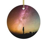 Décoration de Noël en céramique à suspendre en forme de sapin de Noël avec inscription « Looking Up Into the Night Sky »