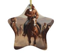 Décoration de Noël en céramique à suspendre en forme d'étoile - Décoration YYHHAOFA - Chevaliers du désert - Facile à accrocher sur les arbres, les portes et les fenêtres