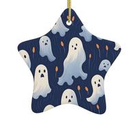 Décoration de Noël en céramique à suspendre en forme d'étoile HJFCZH The Dreadful Spectre avec cordon métallique perforé et doré