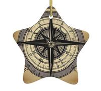Décoration de Noël en céramique à suspendre en forme d'étoile - Loi de la boussole - Facile à accrocher sur les arbres, les portes et les fenêtres