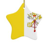 Décoration de Noël en céramique à suspendre en forme d'étoile Motif drapeau du Vatican