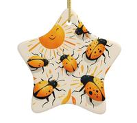 Décoration de Noël en céramique à suspendre en forme d'étoile WHJSHOP Bugs au soleil Impression facile à accrocher sur les arbres, les portes et les fenêtres