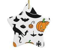 Décoration de Noël en céramique à suspendre en forme d'étoile WHJSSF citrouille chapeau de sorcière pour décoration d'intérieur