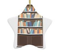 Décoration de Noël en céramique à suspendre en forme d'étoile WHJSSF Un coin d'une ancienne librairie avec cordon métallique perforé et doré