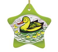 Décoration de Noël en céramique à suspendre en forme d'étoile YYHHAOFA Canard Flock Game Picture Facile à accrocher sur les arbres, les portes et les fenêtres