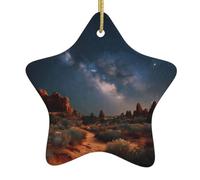 Décoration de Noël en céramique à suspendre en forme d'étoile YYHHAOFA Nuit étoilée dans le désert Facile à accrocher sur les arbres, les portes et les fenêtres