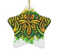Décoration de Noël en céramique à suspendre en forme d'étoile YYHWHJDE avec nœud étrange, facile à accrocher sur les arbres, les portes et les fenêtres