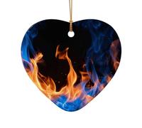 Décoration de Noël en céramique à suspendre en porcelaine Motif flamme bleue