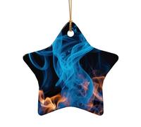 Décoration de Noël en céramique à suspendre en porcelaine Motif flamme bleue