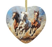 Décoration de Noël en céramique à suspendre Motif chevaux en cours d'exécution