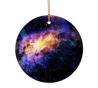 Décoration de Noël en céramique à suspendre Motif galaxie dans l'univers - Célébrez la famille cette décoration de Noël, cadeau pour la famille, les amis