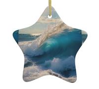 Décoration de Noël en céramique à suspendre Motif vagues de l'océan et de la mer