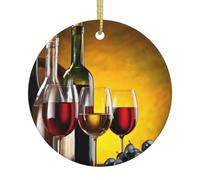 Décoration de Noël en céramique à suspendre pour bouteilles de vin et boissons Motif raisins