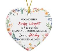 Décoration de Noël en céramique à suspendre pour marraine avec inscription « Godmother is A Blessing Thank You for Being Mine »