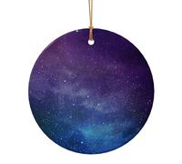 Décoration de Noël en céramique à suspendre Univers avec étoiles galaxie - Célébrez la famille cette décoration de Noël, cadeau pour la famille, les amis