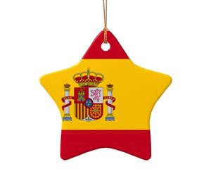 Décoration de Noël en céramique avec drapeau espagnol pour décoration de Noël neutre élégante, 7,6 cm