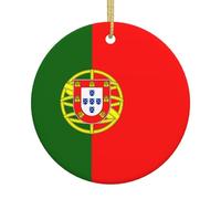 Décoration de Noël en céramique avec drapeau portugais - Décoration de Noël - Pendentif unique pour fête de Noël