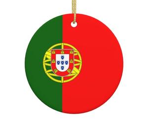 Décoration de Noël en céramique avec drapeau portugais - Décoration de Noël - Pendentif unique pour fête de Noël