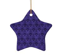 Décoration de Noël en céramique avec impression manoir hanté, décoration unique en forme de cœur pour décoration de vacances