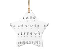 Décoration de Noël en céramique avec inscription « Sign Language Alphabet » - Décoration unique en forme de cœur - Décoration de vacances