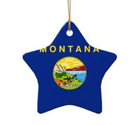 Décoration de Noël en céramique avec motif drapeau de l'État du Montana, décoration unique en forme de cœur pour décoration de vacances