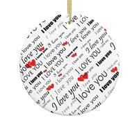 Décoration de Noël en céramique avec mots « I Love You » avec cœurs imprimés pour décoration de Noël pour la maison et les magasins pour une suspension facile