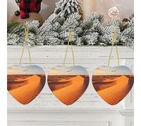 Décoration de Noël en céramique avec ruban doré - Pendentif en porcelaine - Dunes de sable dans le désert du Sahara - Décoration de Noël à suspendre pour sapin de Noël