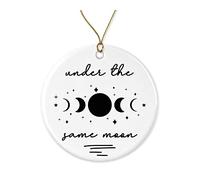 Décoration De Noël en Céramique Bajo La Misma Luna Souvenirs De Noë Souvenir Pendentifs en Porcelaine pour Amoureux Papa Pendaison De Crémaillère 7.3CM