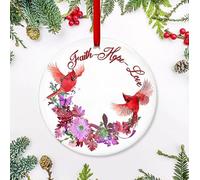 Décoration De Noël en Céramique Cardinal Foi Amour Espérance Pendentifs en Porcelaine Souvenir Souvenirs De Noë pour Parents Maman 7.3Cm