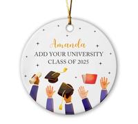 Décoration De Noël en Céramique Célébration De Remise des Diplômes Personnalisées Pendentifs en Porcelaine La Maison pour Maman Parents 7.3Cm