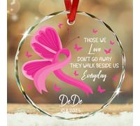 Décoration De Noël en Céramique Ceux Que Nous Aimons Ne Disparaissent Pas Verre Au Ruban Rose Décorations en Céramique Festive Et Cadeau La Maison pour Parents Amoureux 7.3Cm