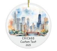 Décoration De Noël en Céramique Chicago Pendentifs De Noë Merry Christmas Pendentifs en Porcelaine pour Amoureux Papa Pendaison De Crémaillère 7.3CM