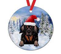 Décoration De Noël en Céramique Chihuahua Qui Jette Un Coup D'Œil avec Un Chapeau De Père Noël Rond Décoration Noel Élégant Pendentifs pour Artisanat Salon Famille