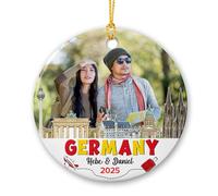 Décoration de Noël en céramique de vacances en Europe, décoration de Noël photo personnalisée, cadeau pour ami, famille, amateur de voyage, souvenir de voyage personnalisé, image de téléchargement