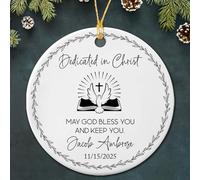 Décoration De Noël en Céramique Dévoué Au Christ. Que Dieu Vous Bénisse Et Vous Garde. Créatif Décoration Sapin De Noël Rond Pendentifs pour Mur Fenêtre Artisanat