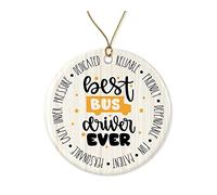 Décoration De Noël en Céramique El Mejor Conductor De Autobús De La Historia Souvenirs De Noë Merry Christmas Pendentifs en Porcelaine pour Papa Maman Pendaison De Crémaillère 7.3CM