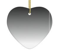 Décoration de Noël en céramique en forme de cœur à suspendre - Blanc ombré à noir