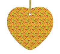 Décoration de Noël en céramique en forme de cœur avec chapeau de cactus et piment