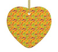 Décoration de Noël en céramique en forme de cœur avec chapeau de cactus et piment