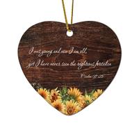 Décoration de Noël en céramique en forme de cœur de la Bible Psaume 37:25 I Was Young And Now I Am Old, Yet I Have Never Seen The Righteous Forsaken Décorations pour sapin de Noël, souvenir du Nouvel