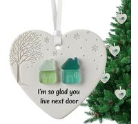 Décoration de Noël en Céramique en Forme de Cœur | Ornement Cœur en Céramique d'amour pour Arbre de Noël | Souvenir Artistique Suspendable pour Fêtes d'hiver | Filles Adolescents Adultes