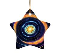Décoration de Noël en céramique en forme d'étoile/cœur - Cadeau souvenir - Arbre de Noël festif - Spirale - Impression d'énergie cosmique